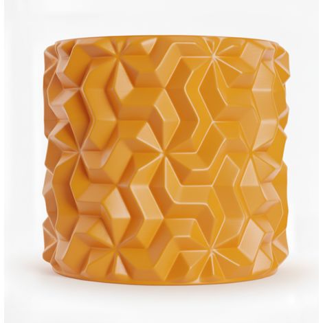 Cache-pot orange à motif géométrique 3D pour plantes en mezzanine (1/3)
