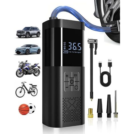 Bardusch-Compresseur air portatif 150 PSI, jauge + LED, accessoire homme, voiture/moto/vélo (1/4)