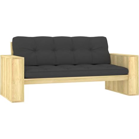vidaXL Banco de jardín cojines antracita madera pino impregnada 179cm (1/5)