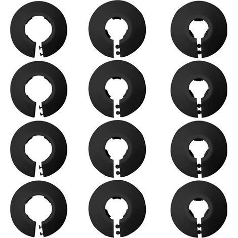 cache tuyau plomberie, 12 Pièces Couvercle de Tuyau de Radiateur Colliers, rosaces pour tuyaux de chauffage, rosace radiateur, pour Tuyau de Type 12， noir