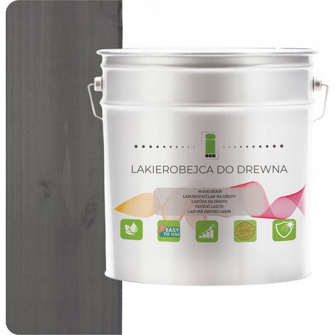 Vernis teinté pour bois, noir, hydrophobe, inodore, semi-mat, 3 en 1, 5 L 7016 (1/5)