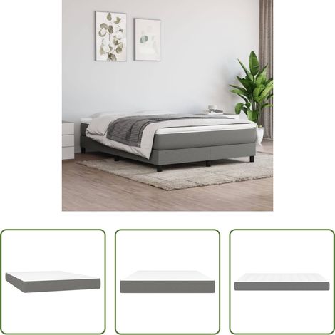 Sommeil de qualité -  Matelas de lit à ressorts ensachés fermeté moyenne Gris foncé 140x200x20 cm (1/5)