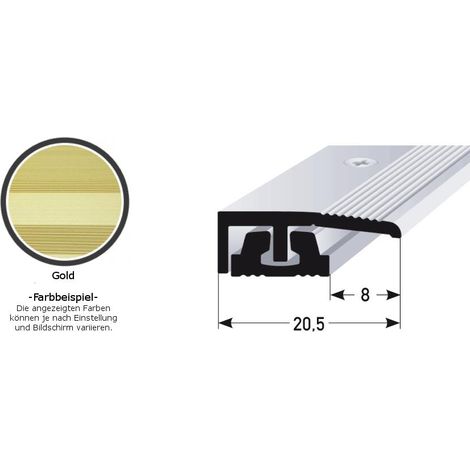 Abschlussprofil / Abschlussleiste für Vinyl / Laminat / Parkett "Harvest", für Höhe 4 - 7 mm, 20,5 mm breit, 2-teilig, Aluminium eloxiert, gebohrt-goldfarbig-900