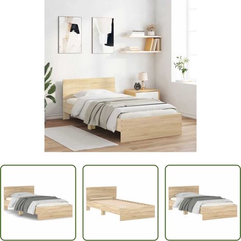 Cadre de lit - Cadre de lit sans matelas avec tête de lit 100x200 cm (1/5)