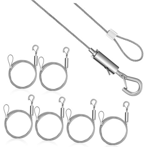 Operitacx Lot de 6 fils suspension en acier inoxydable avec crochets, (1/5)