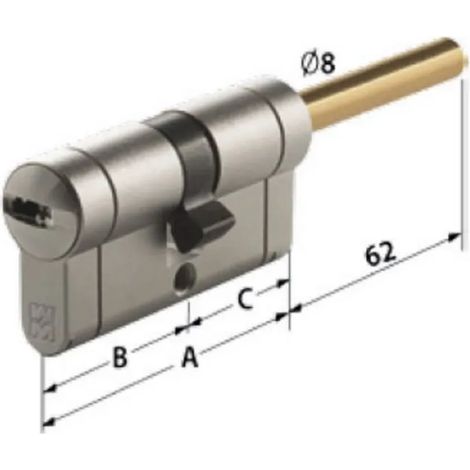 CILINDRO MOTTURA C28 PLUS C/CODOLO REG. PER POMOLO A 92 - B 61 - C 31 mm.