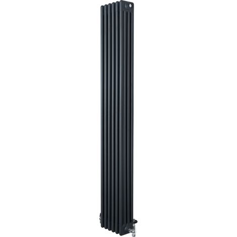 Radiatore Tradizionale 4 Colonne Verticale Riscaldamento Antracite & Valvole 1800x290 mm