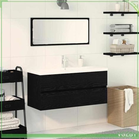 Cabinet de lavabo - 3333141 - Chêne noir - 90 x 39 x 62 cm - Bois d'ingénierie (1/5)