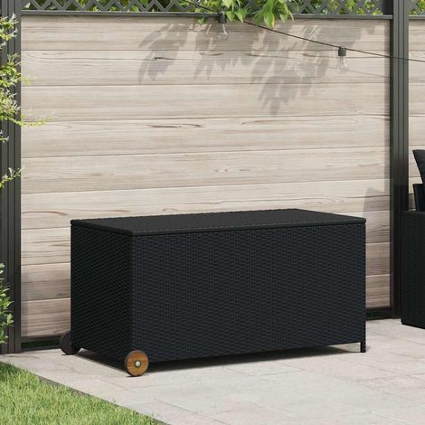 Boîte de rangement de jardin-Coffre de rangement-Stockage Rangement noir 120x65x61 cm résine tressée 664239 (1/5)