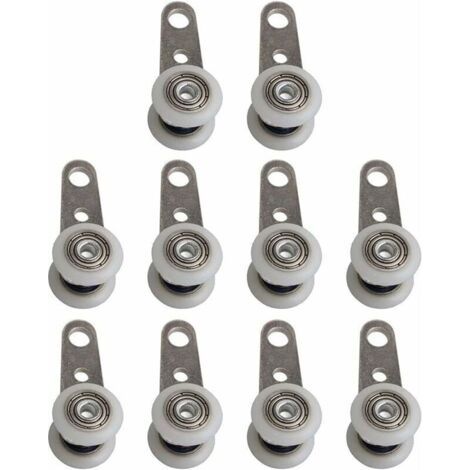 Lot De 10 Roulettes Pour Baies Vitrées Ou Portes Coulissantes - En Métal Et En Plastique - 4 X 1,9 Cm