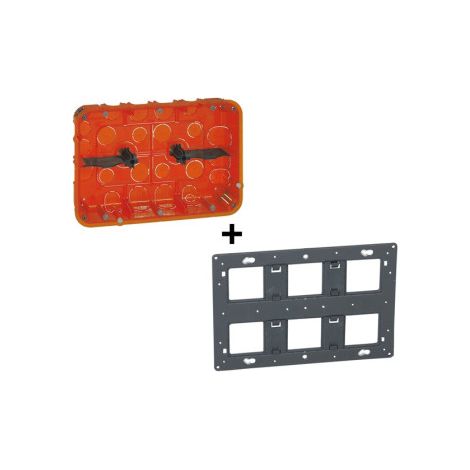 Legrand - Support + Bou00eete Batibox Multimat - 2x3 Postes - 2x6/8 Modules - prof 50 mm - Blanc - Ref. : 080126+080266 (1/4)