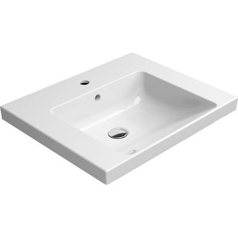 Lavabo en céramique NORM 60x50cm, blanc ExtraGlaze (1/3)