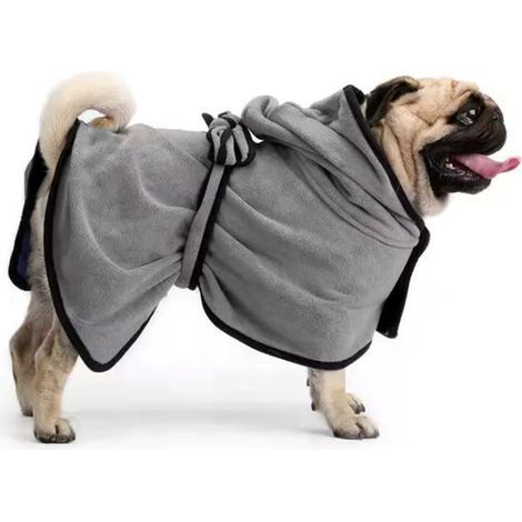 Robe De Bain Pour Chien - Microfibre Absorbante - Sèche Rapide Après Bain Ou Natation - Taille M - 1 Pièce (1/5)