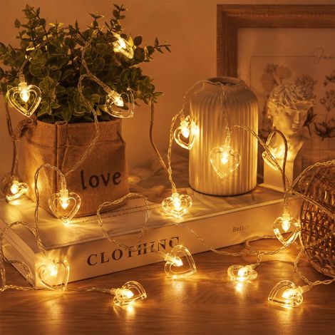 Guirlande lumineuse en forme de cœur, 1,5 m, 10 LED, Guirlande lumineuse pour l'intérieur, Décoration pour la Saint-Valentin, Guirlande lumineuse extérieure à piles, Guirlande lumineuse pour rideau (1/5)