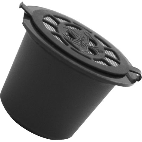 6-teiliges Set aus wiederverwendbaren Kaffeekapseln, nachfüllbarem Filter, Löffel und Bürste, schwarz (1/5)