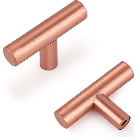 Tiradores para muebles, rieles para armarios y cajones, color oro rosa, 50 mm, 6 unidades