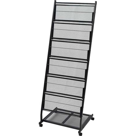 30100 vidaXL Magazine Rack 47,5x43x133 cm Black A4 (1/5)