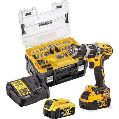 Dewalt DCD709M2 18v XR Brushless Combi Hammer Drill Tstak - 2x 4.0ah + 85 Pc Set