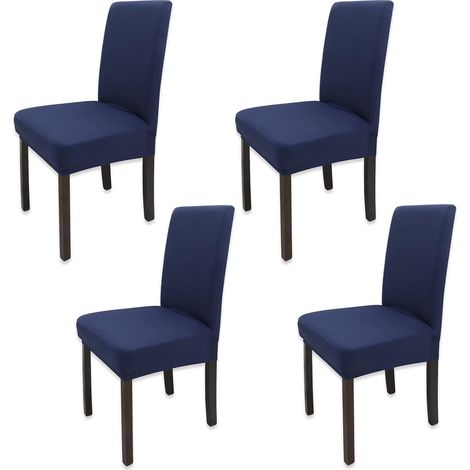 4 Pièces Housse de Chaise de Salle à Manger Élastique, Bleu Marin (1/5)