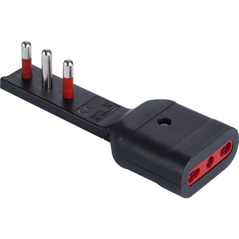 Adattatore Ultrapiatto Serie Spina e Presa 2P + T 16A Rosi Emilia Flat Nero (1/5)