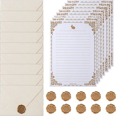 Lot de 10 enveloppes en papier kraft (format A5) avec autocollants de fermeture à la cire. Idéal pour invitations, cartes cadeaux, mariages, Noël et cartes de remerciement à faire soi-même. (1/5)