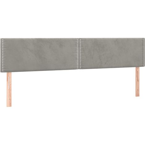 Testiera letto accessorio camera da letto mobile LED 200 x 5 x 78/88 cm tessuto in velluto grigio chiaro TDL0201310