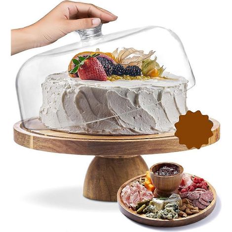 Présentoir à gâteaux en bois - Support, indispensable pour recevoir pendant les fêtes, plateau rond pour fruits, desserts et charcuterie (1/5)