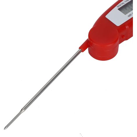 Thermomètre de Cuisson Digital Rouge Portable Haute-Précision LCD avec Fonction Mémoire, Plage -50℃ à 300℃, Affichage Celsius/Fahrenheit, Désign Folding pour Facile Nettoyage (1/5)
