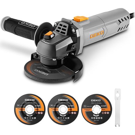 Meuleuse d'Angle 750W: Ø 115mm Meuleuse d'Angle Électrique Disqueuse Compris 3 Disques, avec Poignée Auxiliaire, Capot de Protection, Écrou de Serrage, Clé à Ergots, pour Meulage, Tronçonnage (1/5)