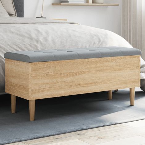 vidaXL Banco con almacenaje madera ingeniería roble Sonoma 102x42x46cm (1/5)