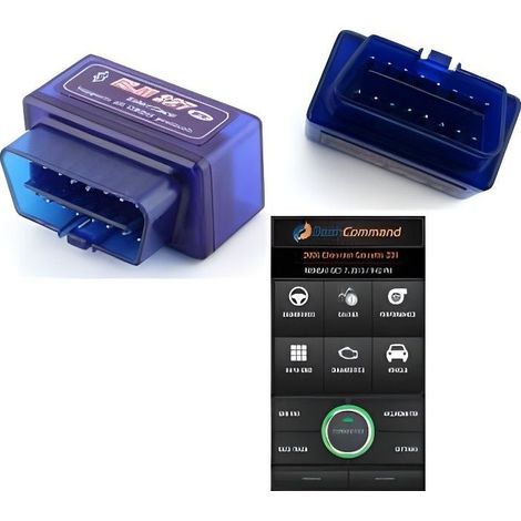 Boîtier diagnostic ELM327 Bluetooth OBD2 pour Android — véhicules essence (après 2001) et diesel (après 2003) (1/4)