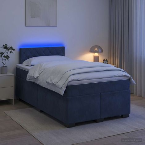Cama con Base Tapizada, Colchón y Luz LED Gris oscuro (1/5)
