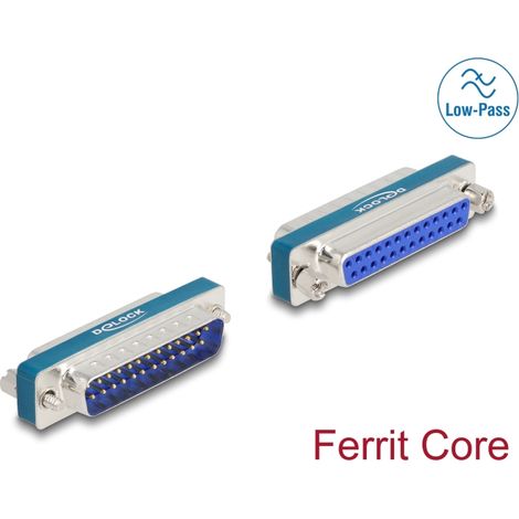 Delock Filtro de supresiÃ³n de interferencias RF/EMI D-Sub de 25 pines macho a hembra con inductor de paso bajo