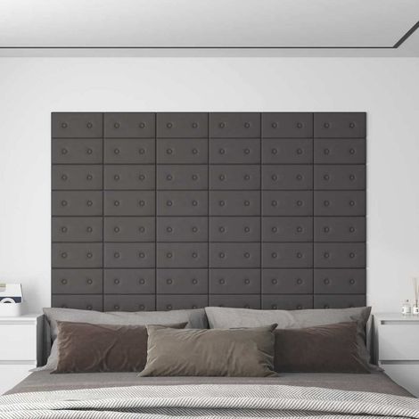 Wandkopfteilen 12 pcs Grau 30 x 15 cm Kunstleder