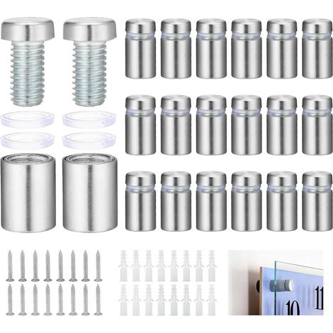 20 Stück 12 x 20 mm Glasabstandshalterschrauben aus Edelstahl für Werbeschilder und Displays (1/5)