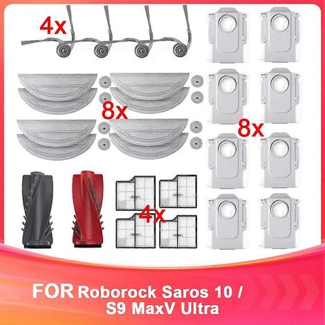 Pour Saros 10 / S9 MaxV Ultra Accessoires Main Roller Side Brosse HEPA Filtre Serpillière Cloth Sac à poussière Clea (1/5)