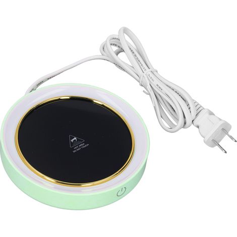 Chauffe-tasses électrique à température constante, 2 modes, éclairage LED, idéal pour le bureau, le café ou la maison (prise US, 110-120 V CA, vert clair). (1/5)