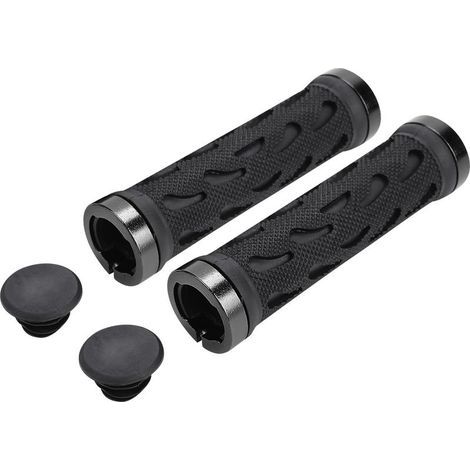 paire poignées vélo VTT caoutchouc antidérapant creux verrouillage guidon noir