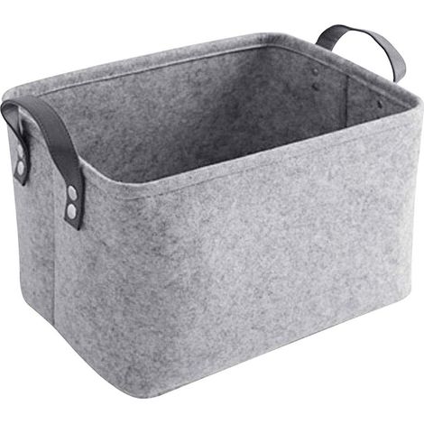 Panier de rangement pliable en feutre pour étagère, linge, armoire, jouets ou papier toilette, 33 x 20 x 23 cm, gris clair (1/5)