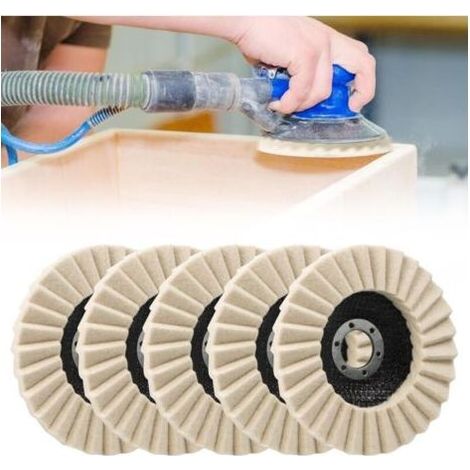 Lot de 5 Disques De Polissage 125 MM X 22,2 MM en Feutre de Laine, Disques de Polissage en Feutre Brillant pour Ponçage et Polissage en Peinture, Acier Inoxydable, Bois et Plastique (1/4)