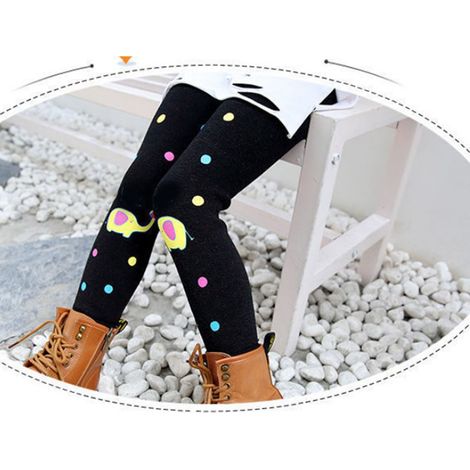 Mädchenleggings, warm, dick, weich im Griff, mit Cartoon-Print, eng anliegende Hose für Kinder, Herbst/Winter, Größe S (empfohlene Körpergröße 90-110 cm). (1/5)