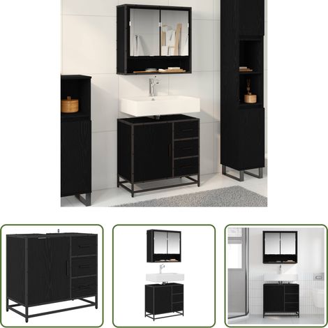 vidaXL Tiroir salle de bain - Cabinet de salle de bain avec tiroir Chêne noir 65 x 33 x 60 cm (1/5)