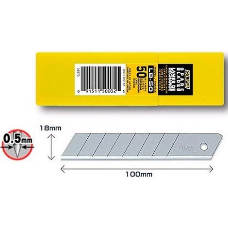 Olfa Lama da cutter argentato 100 x 18 mm confezione da 50