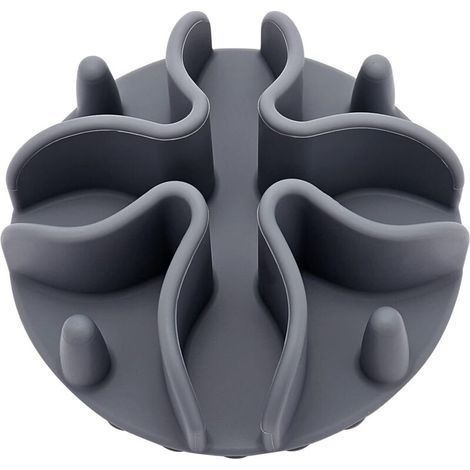 Anti-gluttonous bowl for dog or cat, non-slip silicone slow bowl for L size bowl, gray (1/4)