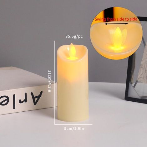 Bougie d'extérieur étanche avec lumière LED, sans fil et sûre, 5 x 11 cm, bougie LED clignotante, minuterie et fonctionne sur piles, plastique (1/4)