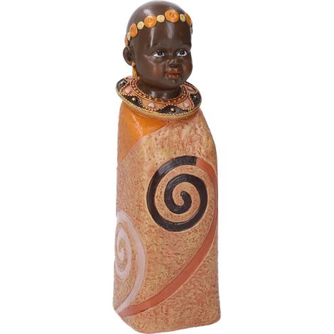 Statua ceramica bimbo africa arancione cm 8x8h26 (1/2)