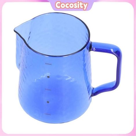 Cocosity Pot à lait Pichet à Mousse De Lait 500ml Pichet à Lait En Verre Borosilicaté Multi-usage FR articles pot Bleu (1/5)