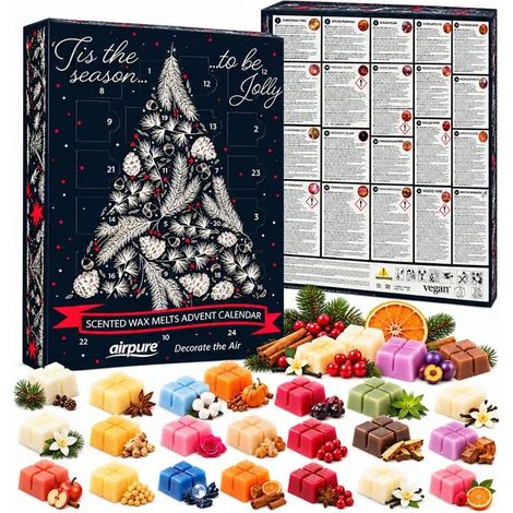 Calendrier de l'Avent : 24 biscuits parfumés vegan à la cire – Bougies parfumées et fondants parfumés pour lampe à parfum