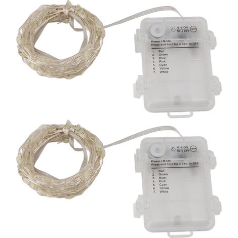 Lot de 2 guirlandes lumineuses LED féériques avec télécommande, 16 couleurs scintillantes, étanches, pour l'intérieur et l'extérieur (Noël). (1/5)