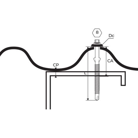 Vis Autoperceuse Fibrotop Tête Hexagonale ZED (avec Rondelle d'Étanchéité) Ø 6.3X105 (1/2)